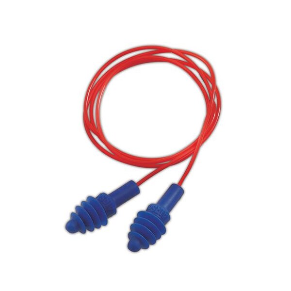 Honeywell Howard Leight Reusable Corded Ear Plugs, Flanged Shape, 27 dB, 100 Pairs, Blue DPAS-30R